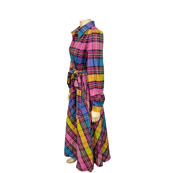 Boden Vivienne Bold Check Button Up Maxi Dress Belted Long Sleeve | Size 12 - Picture 9 of 12